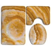CHAPLLE Piece Polished Agate 3 Piece Bathroom Rugs Set Bath Rug Contour Mat and Toilet Lid Cover