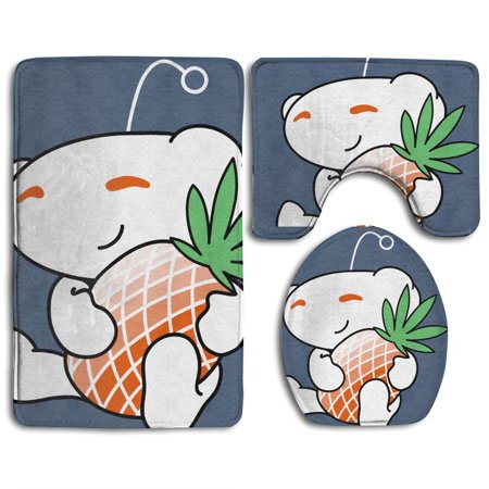 CHAPLLE Pineapple 3 Piece Bathroom Rugs Set Bath Rug Contour Mat and Toilet Lid Cover