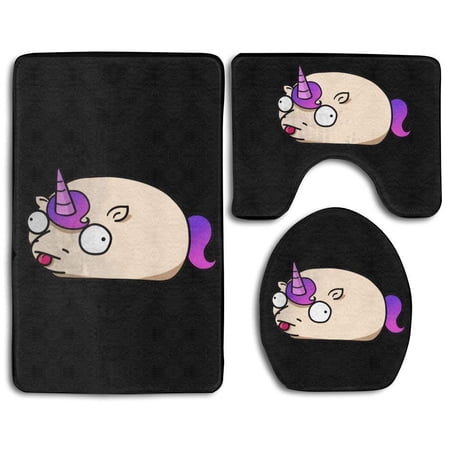 CHAPLLE Pineapple Cute 3 Piece Bathroom Rugs Set Bath Rug Contour Mat and Toilet Lid Cover