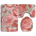 thumbnail image 1 of CHAPLLE Pink Rose 3 Piece Bathroom Rugs Set Bath Rug Contour Mat and Toilet Lid Cover, 1 of 2