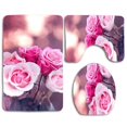 thumbnail image 1 of CHAPLLE Pink Roses 3 Piece Bathroom Rugs Set Bath Rug Contour Mat and Toilet Lid Cover, 1 of 2