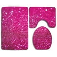 thumbnail image 1 of CHAPLLE Pink Sparkling Glitter Decorative 3 Piece Bathroom Rugs Set Bath Rug Contour Mat and Toilet Lid Cover, 1 of 2