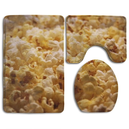 CHAPLLE Popcorn 3 Piece Bathroom Rugs Set Bath Rug Contour Mat and Toilet Lid Cover