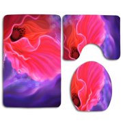 CHAPLLE Poppy Flower 3 Piece Bathroom Rugs Set Bath Rug Contour Mat and Toilet Lid Cover