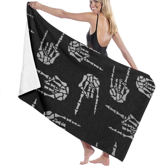 CHAPLLE Premium Heavy Metal Skull Rock Hand 3 Piece Bathroom Rugs Set Bath Rug Contour Mat and Toilet Lid Cover