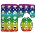 thumbnail image 1 of CHAPLLE Rainbow Dj Skull and Crossbones 3 Piece Bathroom Rugs Set Bath Rug Contour Mat and Toilet Lid Cover, 1 of 2