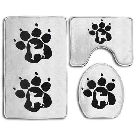 CHAPLLE Rainbow Love Hearts 3 Piece Bathroom Rugs Set Bath Rug Contour Mat and Toilet Lid Cover
