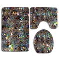 thumbnail image 1 of CHAPLLE Rainbow Sparkle Diamond Glitter 3 Piece Bathroom Rugs Set Bath Rug Contour Mat and Toilet Lid Cover, 1 of 2