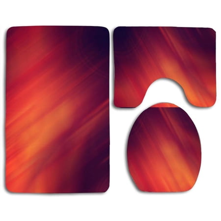 CHAPLLE Reddish Aurora 3 Piece Bathroom Rugs Set Bath Rug Contour Mat and Toilet Lid Cover