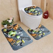 CHAPLLE Refreshing Lime Pistachio ice Cream 3 Piece Bathroom Rugs Set Bath Rug Contour Mat and Toilet Lid Cover