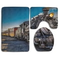 thumbnail image 1 of CHAPLLE Retro Steam Train 3 Piece Bathroom Rugs Set Bath Rug Contour Mat and Toilet Lid Cover, 1 of 2