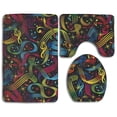 thumbnail image 1 of CHAPLLE Rock On Bright Music Notes 3 Piece Bathroom Rugs Set Bath Rug Contour Mat and Toilet Lid Cover, 1 of 2