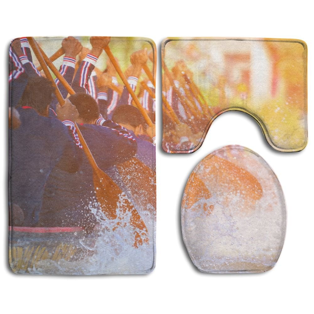 CHAPLLE Rowing Team Race Color Tone Effect 3 Piece Bathroom Rugs Set ...