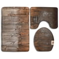 thumbnail image 1 of CHAPLLE Rustic Country Wood Style Rustic Country Barn Wood Door Set 3 Piece Bathroom Rugs Set Bath Rug Contour Mat and Toilet Lid Cover, 1 of 2