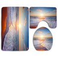 thumbnail image 1 of CHAPLLE Sandy Beach Sea Sunset 3 Piece Bathroom Rugs Set Bath Rug Contour Mat and Toilet Lid Cover, 1 of 2