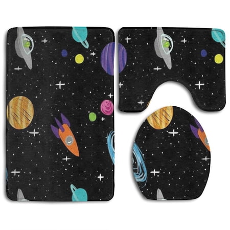 CHAPLLE Scientific Experiment Tools 3 Piece Bathroom Rugs Set Bath Rug Contour Mat and Toilet Lid Cover
