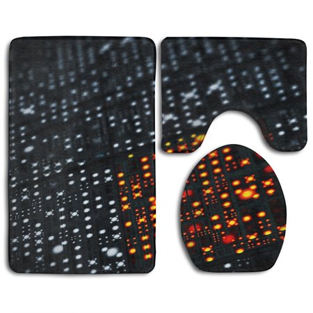 CHAPLLE Scientific Physics 3 Piece Bathroom Rugs Set Bath Rug Contour Mat and Toilet Lid Cover