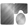 thumbnail image 1 of CHAPLLE Silver Diagonal Stripes 3 Piece Bathroom Rugs Set Bath Rug Contour Mat and Toilet Lid Cover, 1 of 2