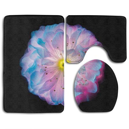 CHAPLLE Single Pink Colo Flower Isolated Flower Shine From Inside 3 Piece Bathroom Rugs Set Bath Rug Contour Mat and Toilet Lid Cover