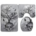 thumbnail image 1 of CHAPLLE Skull Tree Black Eagle 3 Piece Bathroom Rugs Set Bath Rug Contour Mat and Toilet Lid Cover, 1 of 2