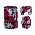thumbnail image 1 of CHAPLLE Skull and Red Roses 3 Piece Bathroom Rugs Set Bath Rug Contour Mat and Toilet Lid Cover, 1 of 2