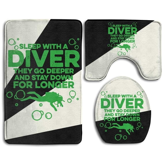 CHAPLLE Sleep A Scuba Diver cuba Diver 3 Piece Bathroom Rugs Set Bath Rug Contour Mat and Toilet Lid Cover