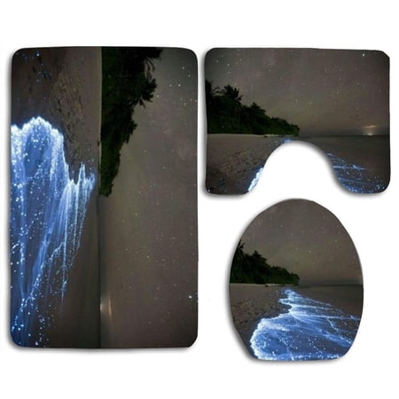 CHAPLLE So Amazing Star Beach 3 Piece Bathroom Rugs Set Bath Rug Contour Mat and Toilet Lid Cover