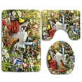 thumbnail image 1 of CHAPLLE Songbird Party House Finch Blue Jay 3 Piece Bathroom Rugs Set Bath Rug Contour Mat and Toilet Lid Cover, 1 of 2