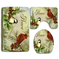 thumbnail image 1 of CHAPLLE Songbirds Peace Christmas Birds 3 Piece Bathroom Rugs Set Bath Rug Contour Mat and Toilet Lid Cover, 1 of 2