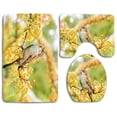 thumbnail image 1 of CHAPLLE Sparrow Bird Perched Berries Branch 3 Piece Bathroom Rugs Set Bath Rug Contour Mat and Toilet Lid Cover, 1 of 2