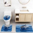 thumbnail image 1 of CHAPLLE Striped Dolphin Jumping 3 Piece Bathroom Rugs Set Bath Rug Contour Mat and Toilet Lid Cover, 1 of 2