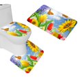 thumbnail image 1 of CHAPLLE Summer Butterfly Flower 3 Piece Bathroom Rugs Set Bath Rug Contour Mat and Toilet Lid Cover, 1 of 2