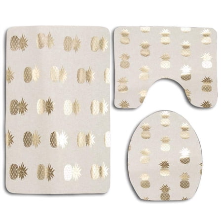 CHAPLLE Summer Sunflowers 3 Piece Bathroom Rugs Set Bath Rug Contour Mat and Toilet Lid Cover
