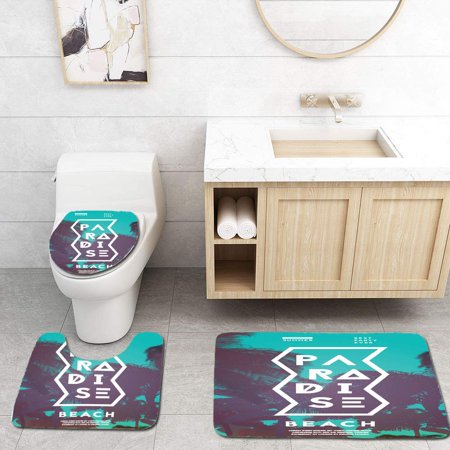 CHAPLLE Summer time Party Poster Template 3 Piece Bathroom Rugs Set Bath Rug Contour Mat and Toilet Lid Cover
