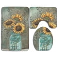 thumbnail image 1 of CHAPLLE Sunflower In Bottle 3 Piece Bathroom Rugs Set Bath Rug Contour Mat and Toilet Lid Cover, 1 of 2