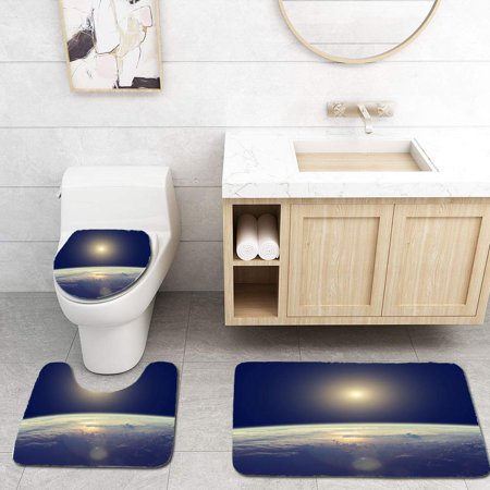 CHAPLLE Sunrise 3 Piece Bathroom Rugs Set Bath Rug Contour Mat and Toilet Lid Cover
