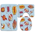 thumbnail image 1 of CHAPLLE Superhero Fantasy Heroic Speech Bubbles Various Expression in Pop Art 3 Piece Bathroom Rugs Set Bath Rug Contour Mat and Toilet Lid Cover, 1 of 2