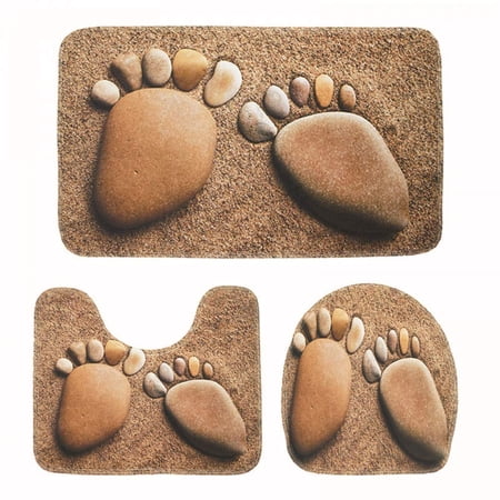 CHAPLLE Tbathroom-rug-a152 3 Piece Bathroom Rugs Set Bath Rug Contour Mat and Toilet Lid Cover