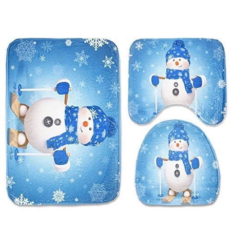 CHAPLLE Tbathroom-rug-a265 3 Piece Bathroom Rugs Set Bath Rug Contour Mat and Toilet Lid Cover