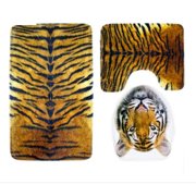 CHAPLLE Tbathroom-rug-a68 3 Piece Bathroom Rugs Set Bath Rug Contour Mat and Toilet Lid Cover