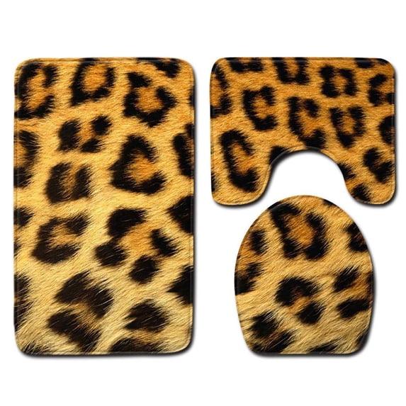 CHAPLLE Tiger Leopard 3 Piece Bathroom Rugs Set Bath Rug Contour Mat and Toilet Lid Cover