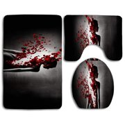 CHAPLLE Time Running Out 3 Piece Bathroom Rugs Set Bath Rug Contour Mat and Toilet Lid Cover