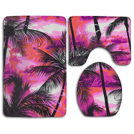 CHAPLLE Tree Crops 3 Piece Bathroom Rugs Set Bath Rug Contour Mat and Toilet Lid Cover