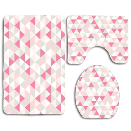 CHAPLLE Triangle 3 Piece Bathroom Rugs Set Bath Rug Contour Mat and Toilet Lid Cover