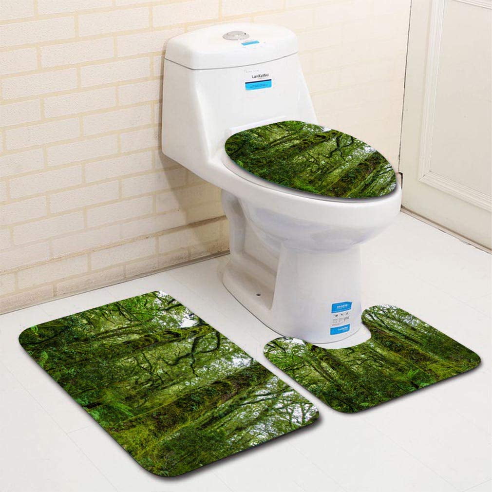 CHAPLLE Tropical Jungle 3 Piece Bathroom Rugs Set Bath Rug Contour Mat ...