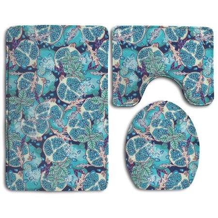 CHAPLLE Tropical Plants 3 Piece Bathroom Rugs Set Bath Rug Contour Mat and Toilet Lid Cover