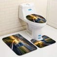 thumbnail image 1 of CHAPLLE Truck Driving on Asphalt Road in Rural Landscape at Sunset Dark Clouds 3 Piece Bathroom Rugs Set Bath Rug Contour Mat and Toilet Lid Cover, 1 of 2