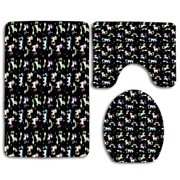 CHAPLLE Unicorns and Rainbows 3 Piece Bathroom Rugs Set Bath Rug Contour Mat and Toilet Lid Cover