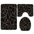 thumbnail image 1 of CHAPLLE Velvet Black Rose Gold 3 Piece Bathroom Rugs Set Bath Rug Contour Mat and Toilet Lid Cover, 1 of 2