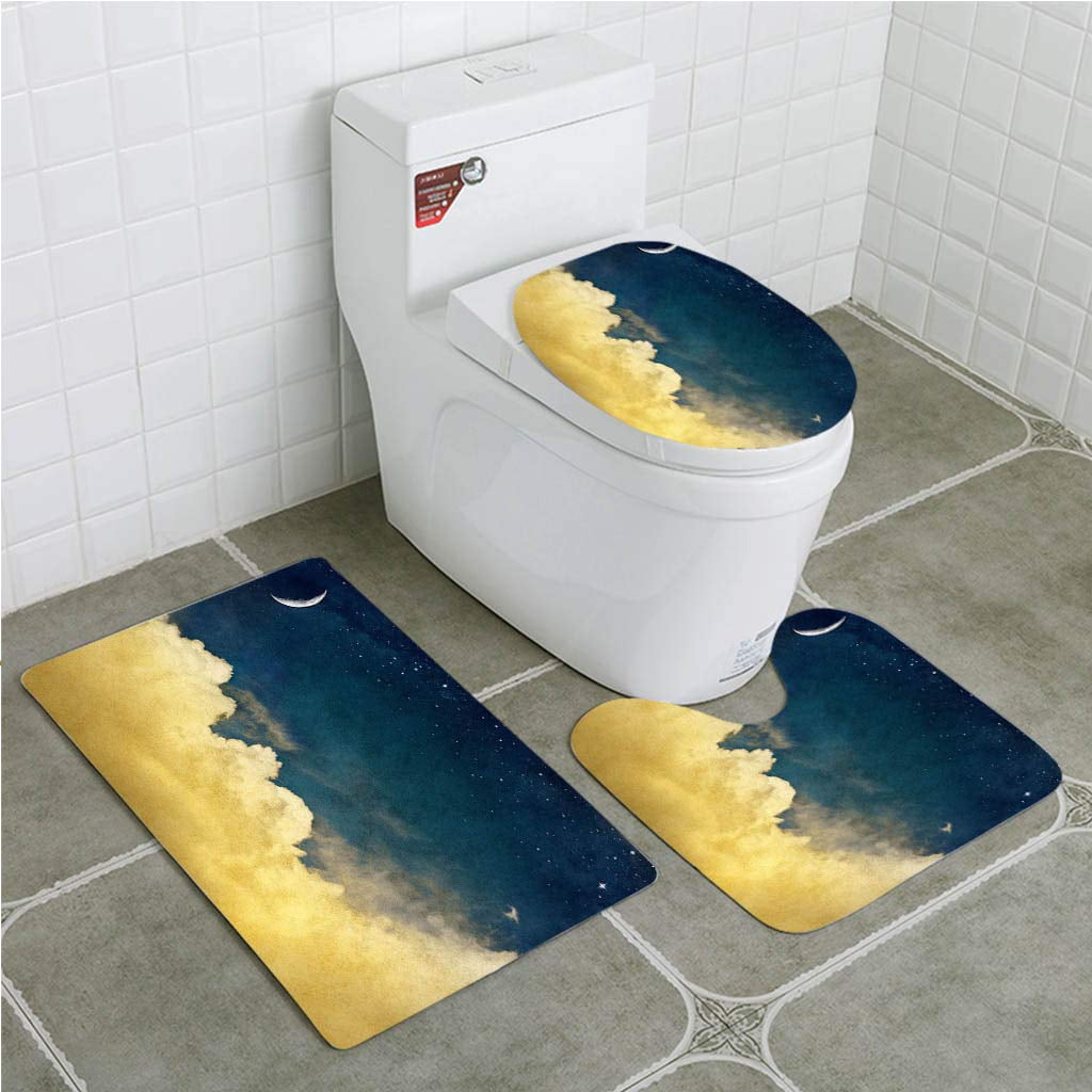 CHAPLLE Vintage Night Sky Crescent Moon and Clouds 3 Piece Bathroom ...